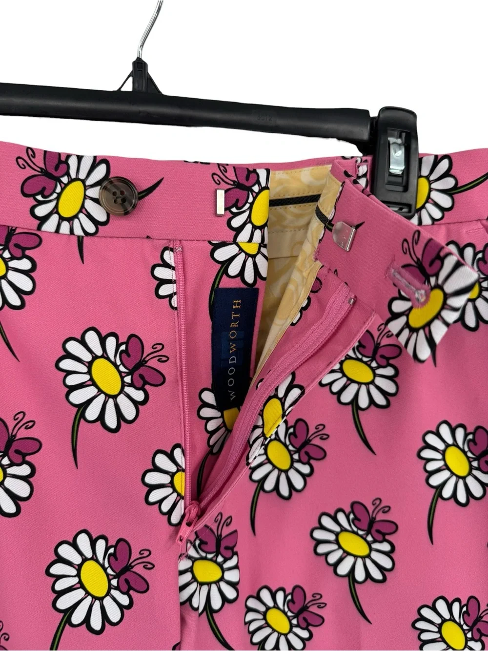 LoudMouth x WoodWorth Pink White Flower Butterfly Golf Shorts 34